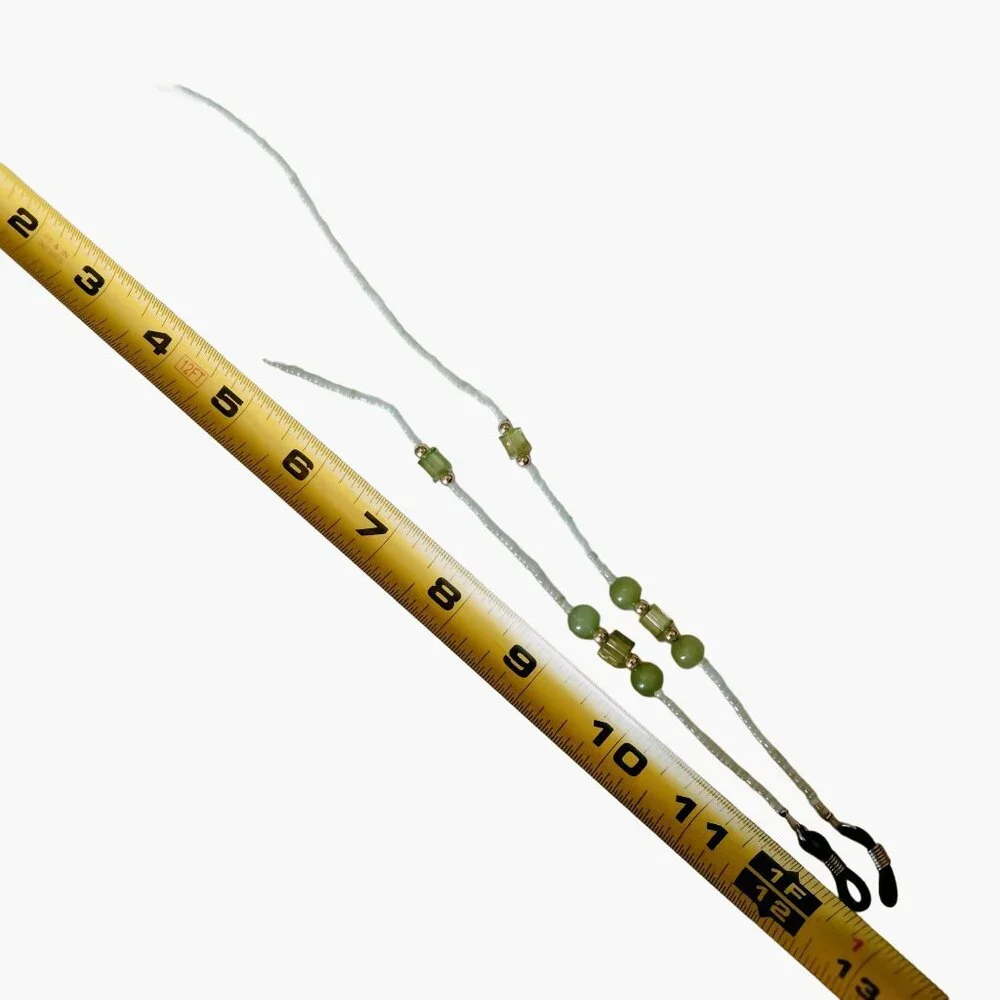 Handcrafted Beaded Eyeglass Holder Necklace Green Beads Grannycore